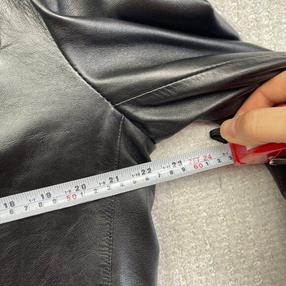 VTG Cordovan Black Leather Blazer Jacket Sports Coat Men Sz L Boxy 2 Button - Picture 8 of 14